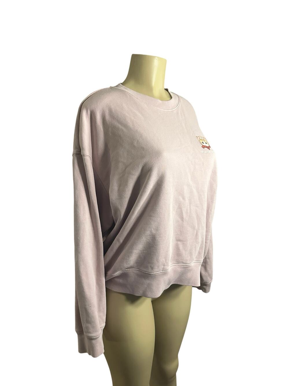 Women M Uniqlo Mofusand Pink Sweatshirt Pullover Teddy Meow Cat Kitty Cozy Top
